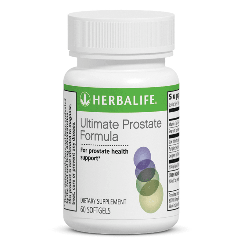 Ultimate Prostate Formula dietary supplement bottle for prostate health support, featuring saw palmetto and Vitamin E.